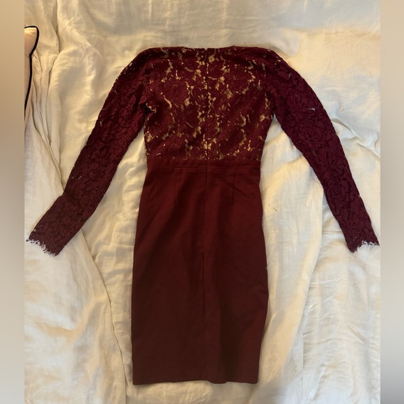 Lulu’s Swoon-er or later burgundy long sleeve lace dress - Picture 7 of 7